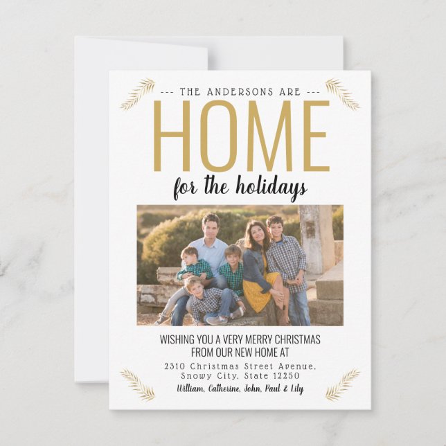 Faire-part Accueil Pour les vacances Gold Christmas Photo Mov (Devant)