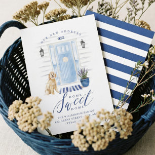 Faire-part Accueil Sweet Home Bleu Bleu Aquarelle Côtière Por