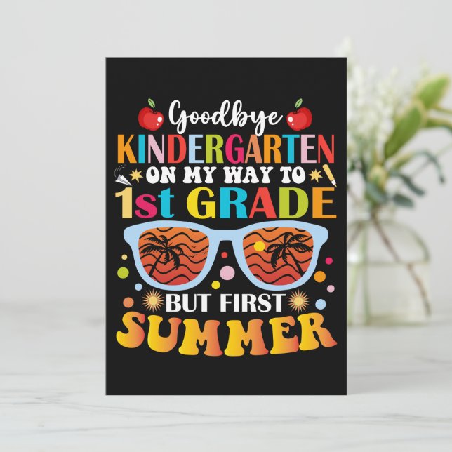 Faire-part Adieu maternelle À 1ère Année Mais Premier Été (Debout devant)