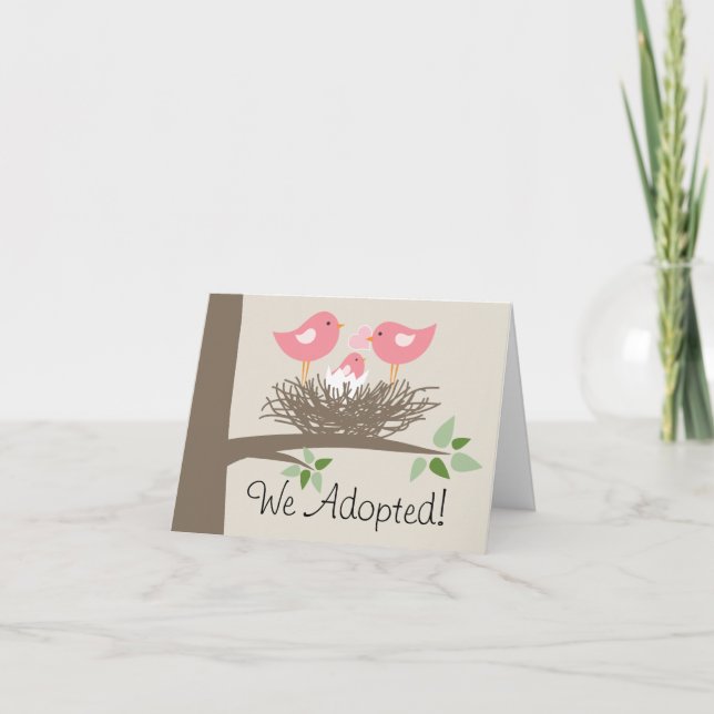 Faire-part Adoption Announcement for Gay Couple - Bird's Nest (Devant)