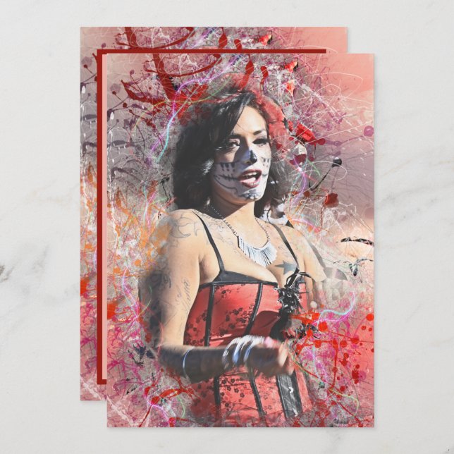 Faire-part Adorables Day of the Dead Woman At Parade Card (Devant / Derrière)