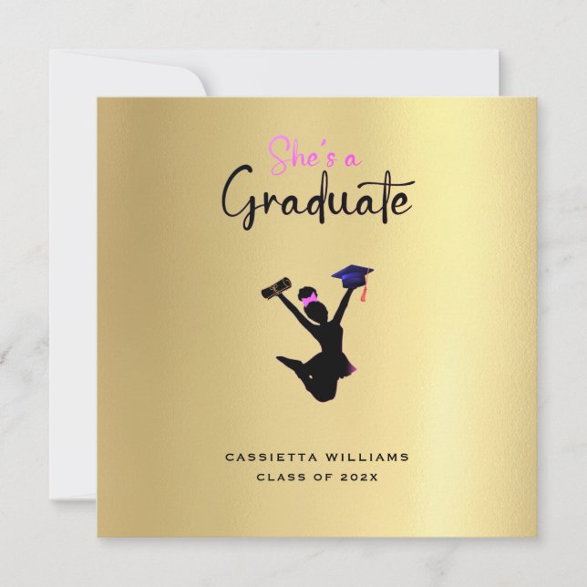 Faire-part Afro-Américain Diplômé Or (Devant)