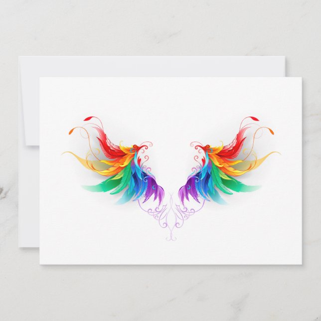 Faire-part Ailes arc-en-ciel douces (Devant)