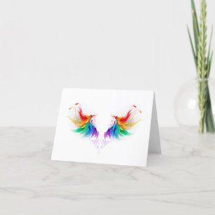 Faire-part Ailes arc-en-ciel duveteuses