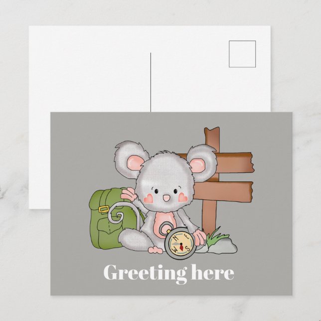 Faire-part Ajouter une carte postale de randonnée de souris d (Devant / Derrière)