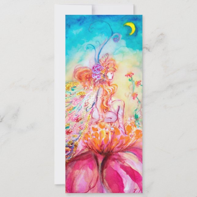 Faire-part ALTHEA /Fée Whimsical sur la Fleur Rose (Devant)