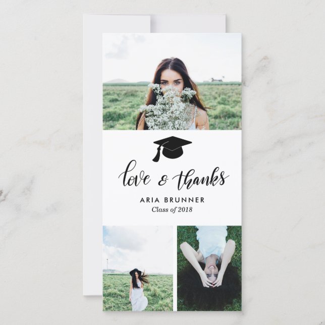 Faire-part Amour et remerciements de diplômé Trois Photo Mode (Devant)