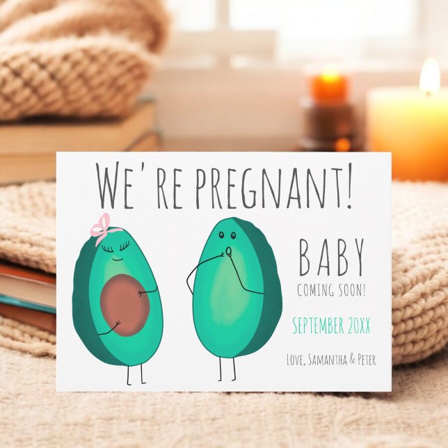 Faire-part Amusante mignonne femme enceinte avocado couples g (Funny cute pregnant avocado couples baby pregnancy announcement)