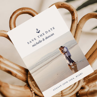 Faire-part ANCRE MARIAGE NAUTICAL Photo ENREGISTRER LA DATE
