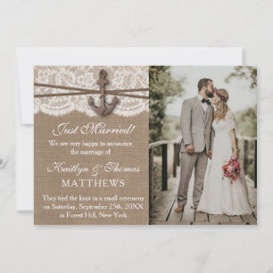 Faire-part Ancre nautique Plage Mariage Photo Mariage