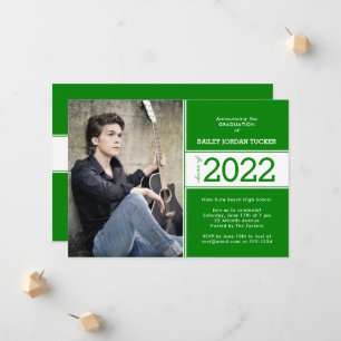 Faire-part Année de classe audacieuse Deep Green 2-Photo Grad