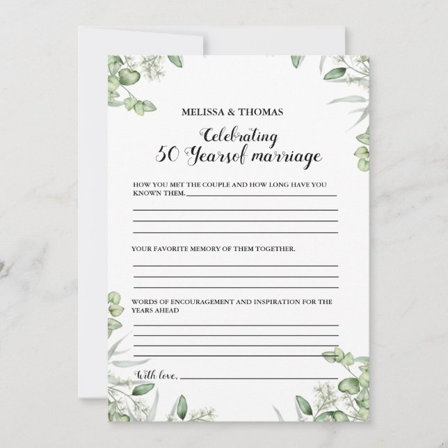 Faire-part Anniversaire moderne 50e mariage jeu de mariage Ca (Devant)