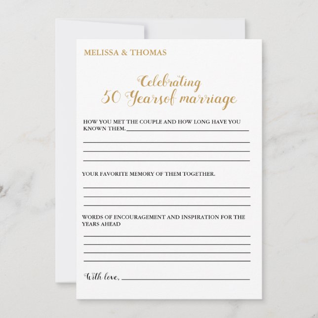 Faire-part Anniversaire moderne 50e mariage jeu de mariage Ca (Devant)