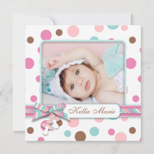 Faire-part Annonce Bébé Fille pois