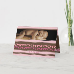Faire-part Annonce de Bébé Fille Mignonne avec votre Photo -