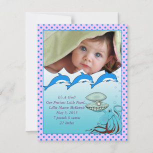 Faire-part Annonce de bébé fille sous la mer