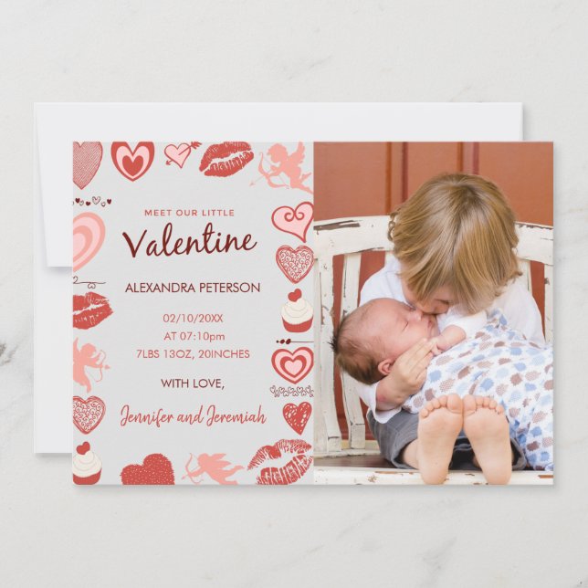Faire-part Annonce de bébé pour la Saint-Valentin, Cupidons g (Devant)