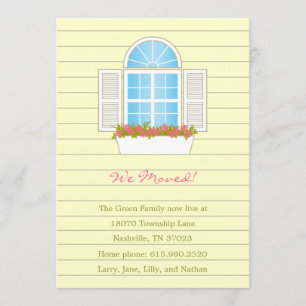 Faire-part Annonce de déménagement à la fenêtre jolie