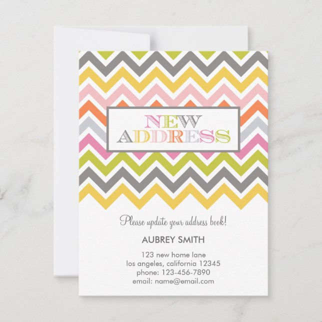 Faire-part Annonce de déménagement colorée Chevron (Devant)