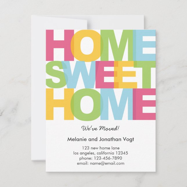 Faire-part Annonce de déménagement Home Sweet Home (Devant)