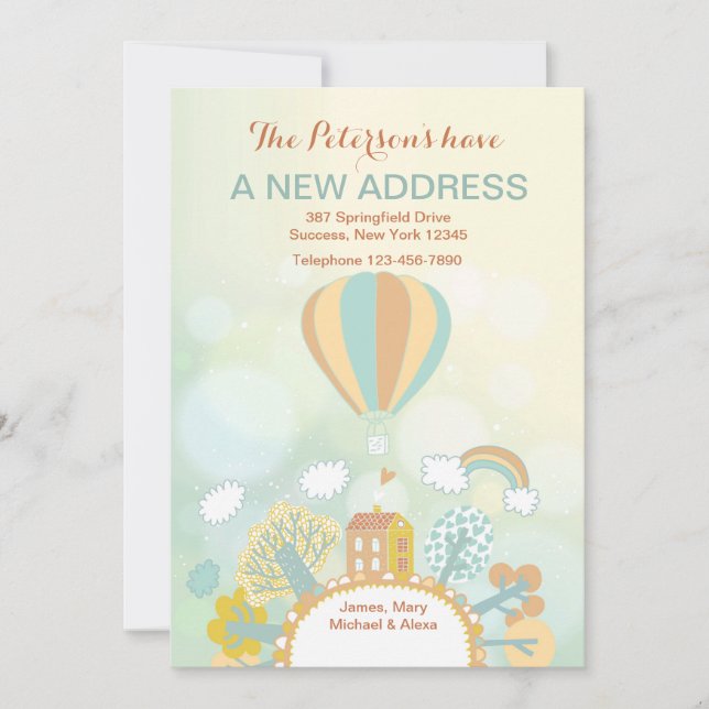 Faire-part Annonce de déplacement en montgolfière (Devant)