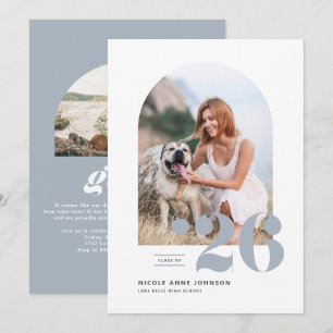 Faire-part Annonce de Diplôme Classe 2026 Bleu Poussiéreux Ph