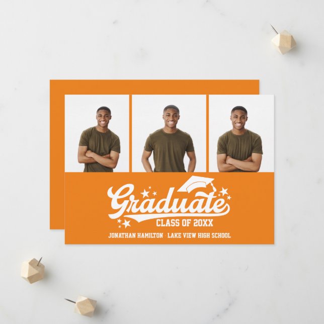 Faire-part Annonce de diplôme d'études secondaires 3 Photo (Devant/Arrière en situation)