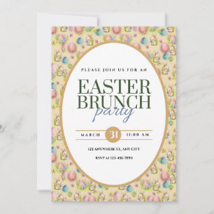 Faire-part Annonce de fête élégante de brunch de Pâques