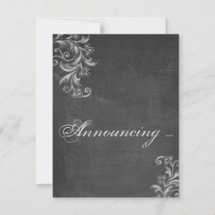 Faire-part Annonce de fiançailles florale sur tableau noir