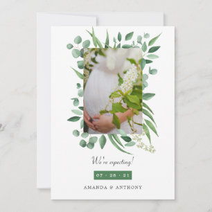 Faire-part Annonce de grossesse avec feuillage d'eucalyptus