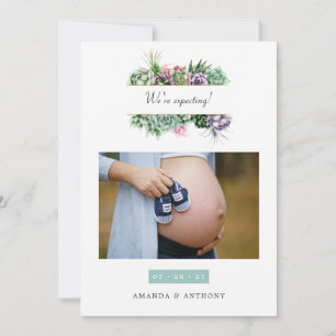 Faire-part Annonce de grossesse avec photo de succulentes à l