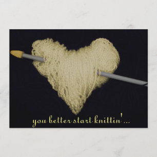 Faire-part Annonce de grossesse bébé coeur en laine jaune