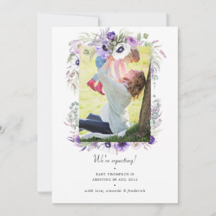 Faire-part Annonce de grossesse photo Floral Violet Pâle Pous