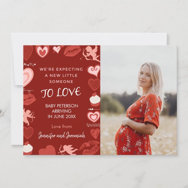 Faire-part Annonce de grossesse pour la Saint-Valentin coeurs (Devant)