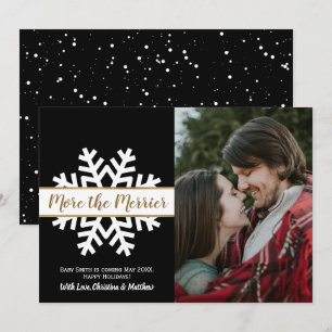 Faire-part Annonce de grossesse pour Noël en photo noir et bl