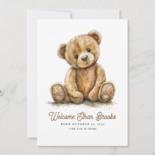 Faire-part Annonce de naissance au style aquarelle d'un ours