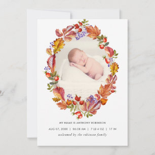Faire-part Annonce de naissance aux feuilles aquarelles d'aut