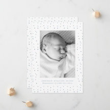 Annonce de naissance avec confettis bleus pour nou