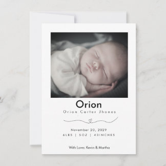 Faire-part Annonce de naissance avec glyphe de cœur moderne