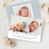 Annonce de naissance bébé garçon écriture moderne 