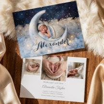 Annonce de naissance Bébé Lune & Étoiles de Rêve