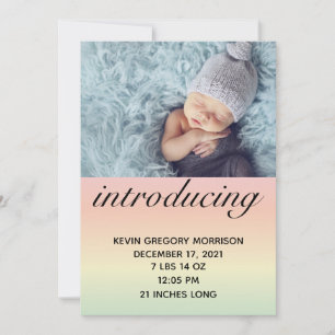 Faire-part Annonce de naissance de bébé arc-en-ciel ombré gen