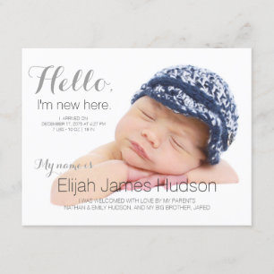 Faire-part Annonce de naissance de bébé Hello
