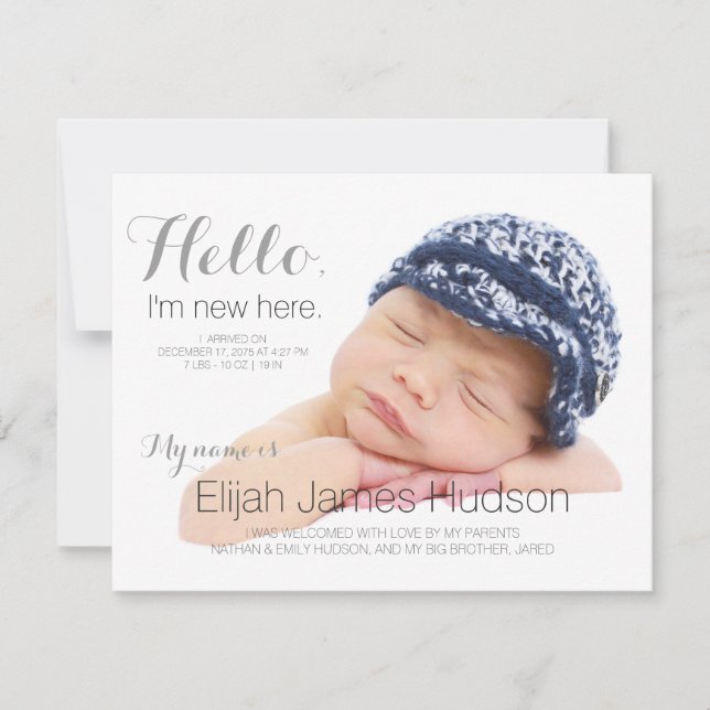 Faire-part Annonce de naissance de bébé Hello (Devant)