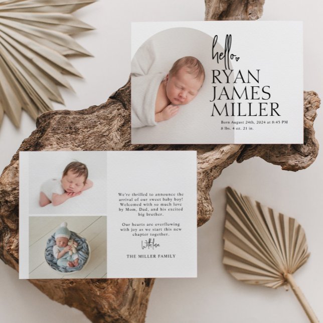 Faire-part Annonce de naissance de bébé photo minimale modern (Créateur téléchargé)