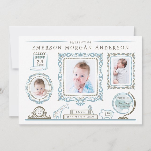 Faire-part Annonce de naissance de bébé pour mur de nursery (Devant)