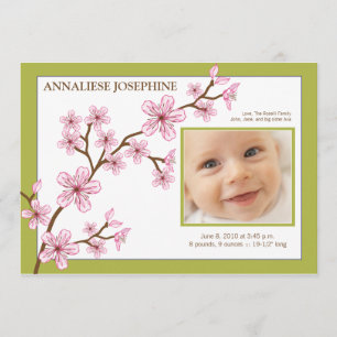 Faire-part Annonce de naissance de Cherry Blossom Girl : bébé