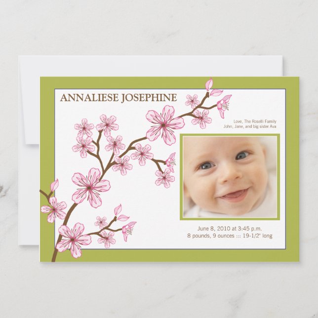 Faire-part Annonce de naissance de Cherry Blossom Girl : bébé (Devant)