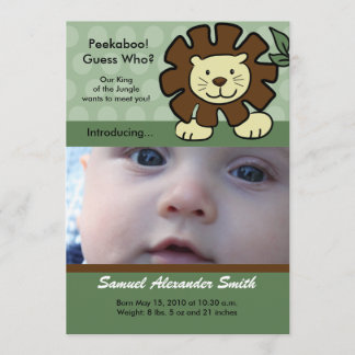 Faire-part Annonce de naissance du BÉBÉ LION Roi de la Jungle