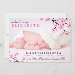 Faire-part Annonce de naissance fleurs roses